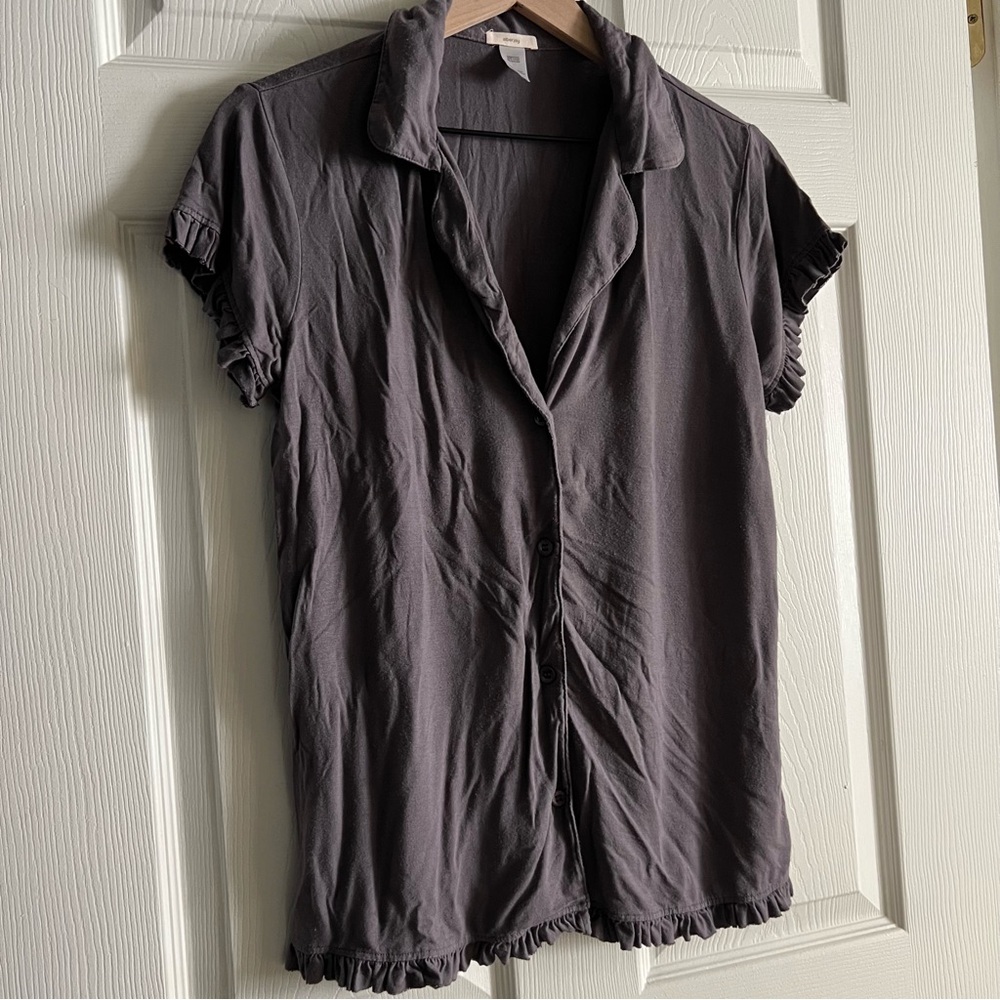 Eberjey Ruthie Ruffle Pajama Top Size Small Color Rabbit‎ - Picture 3 of 8